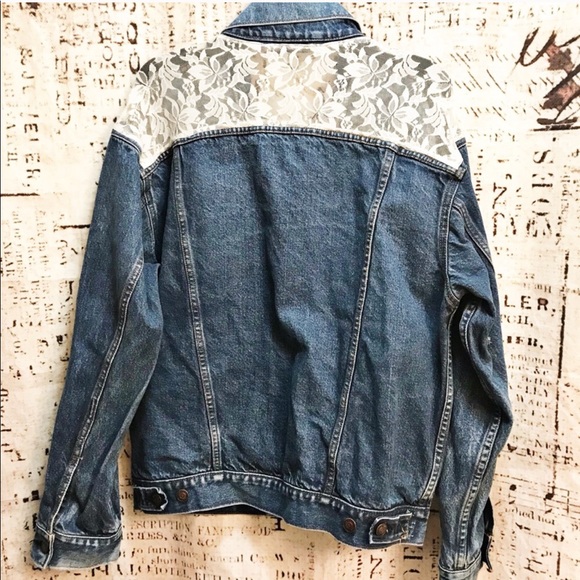 denim jacket with lace back